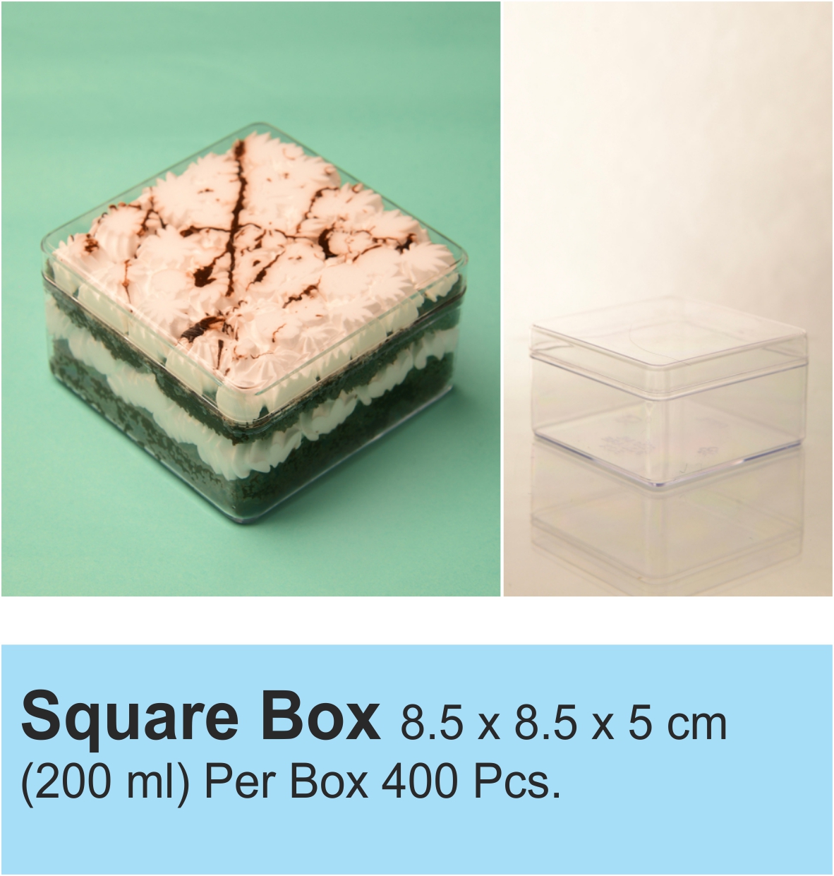 Square Box 8.5 x 8.5 x 5 cm Per Box 400 Pcs.